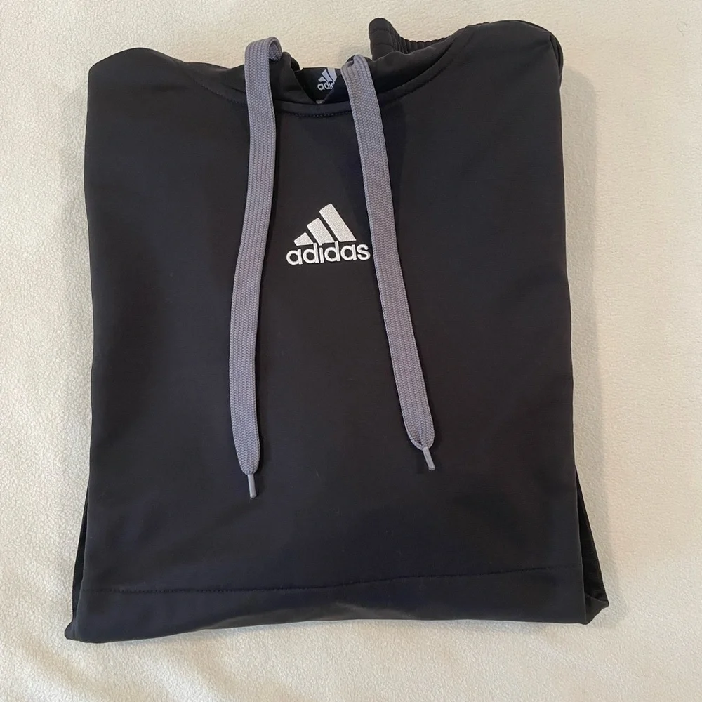Adidas Black and Gray Hoodie with Athletic Stripes